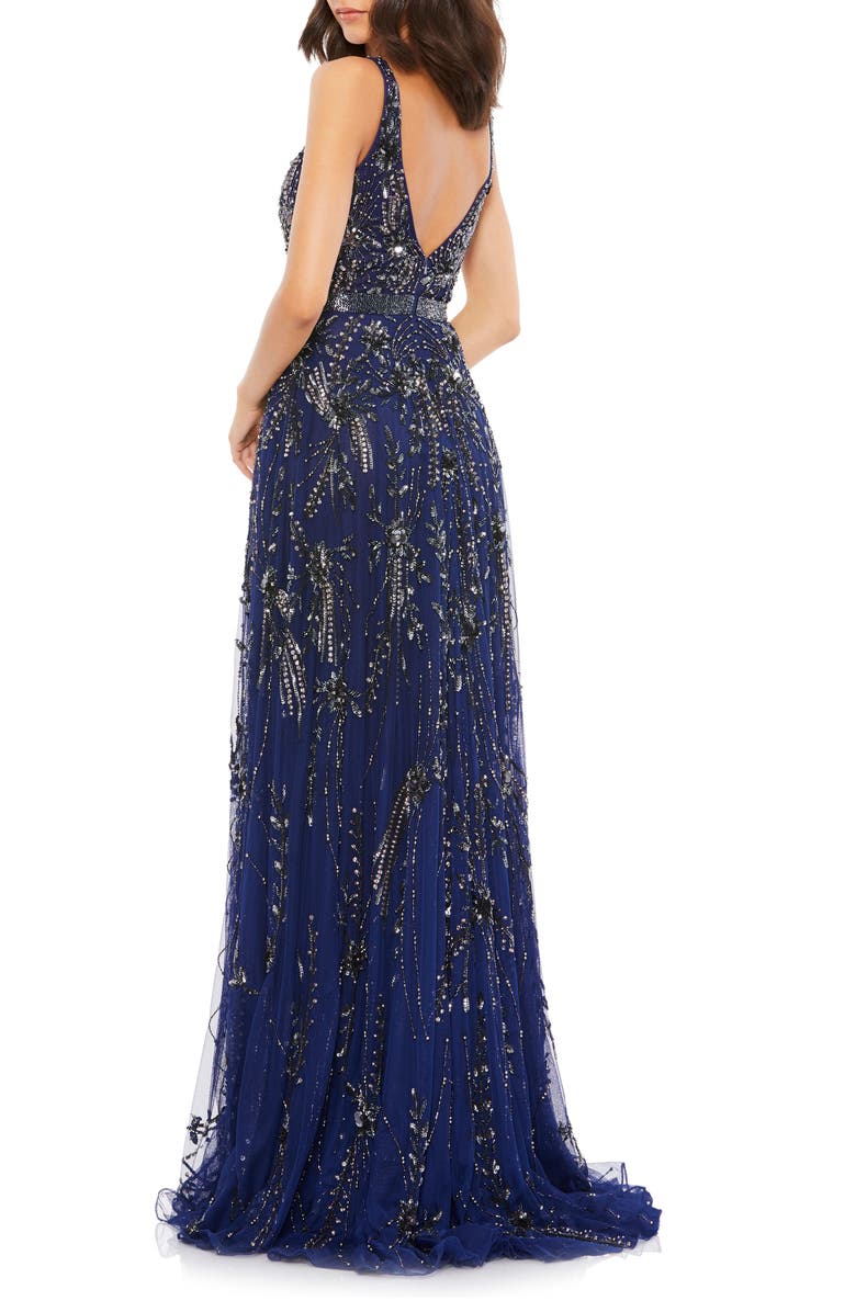 Mac Duggal Beaded Plunge Neck Gown, Alternate, color, 