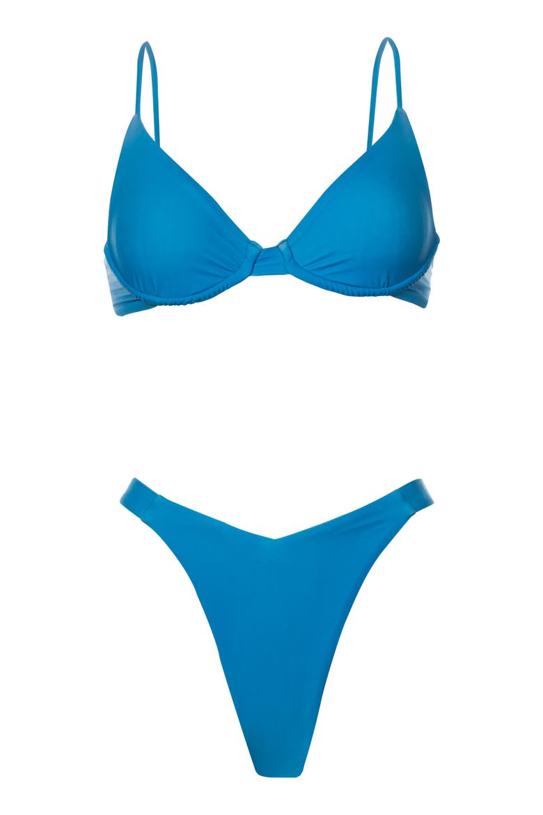 Blue Dainty Reversible Underwire Bikini Top, Alternate, color, BLUE