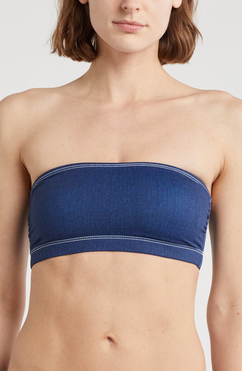 Good American Denim Better Bandeau Bikini Top, Main, color,