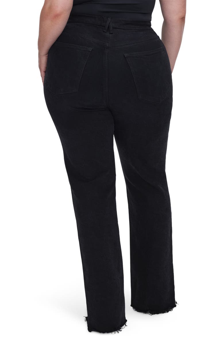 Good American Good Boy Twisted Slit Raw Hem Jeans, Alternate, color, Black318