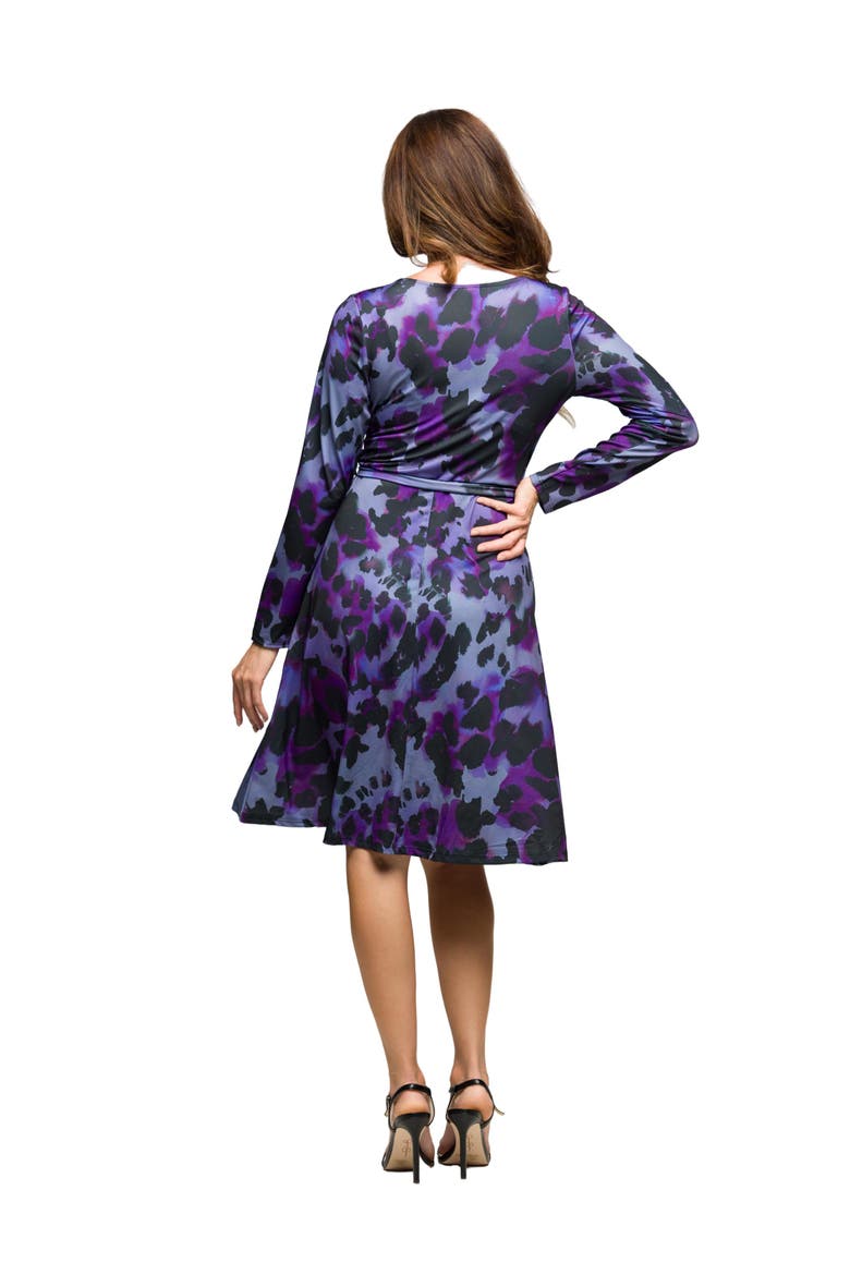 Long Sleeve Wrap Dress with Belt Print, Alternate, color, Purple Multi