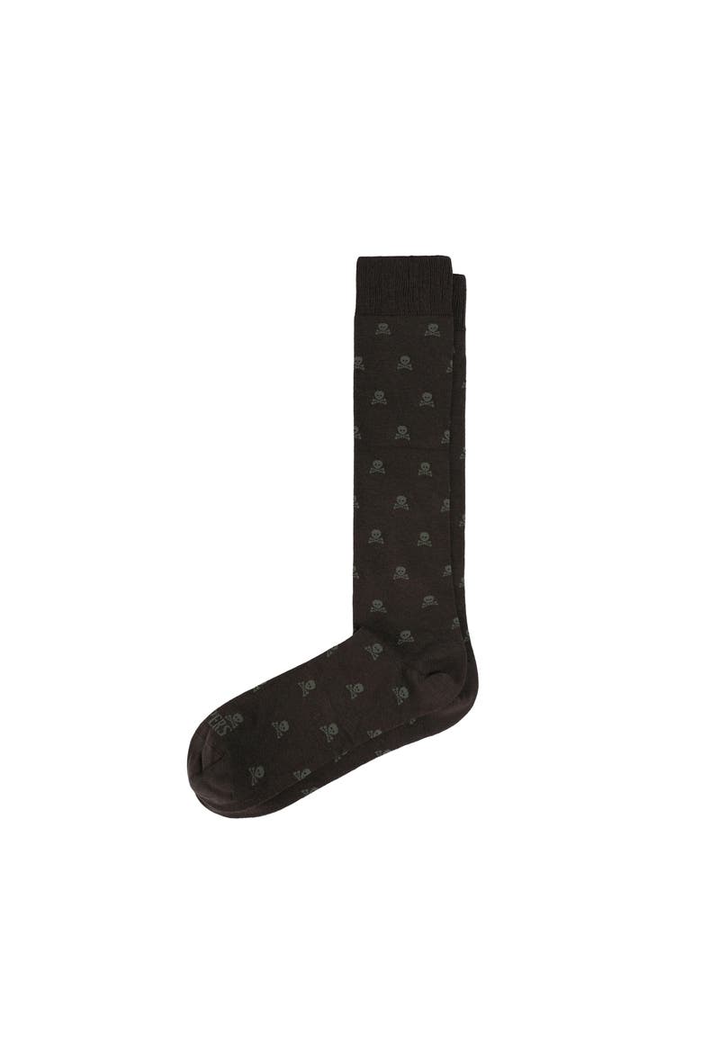Skull L Socks, Main, color, Brown