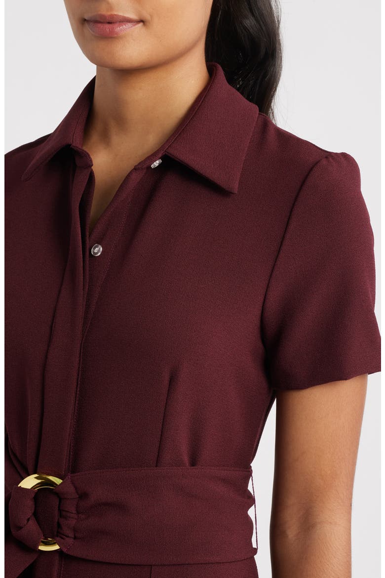 Belted Midi Shirtdress, Alternate, color, BURGUNDY