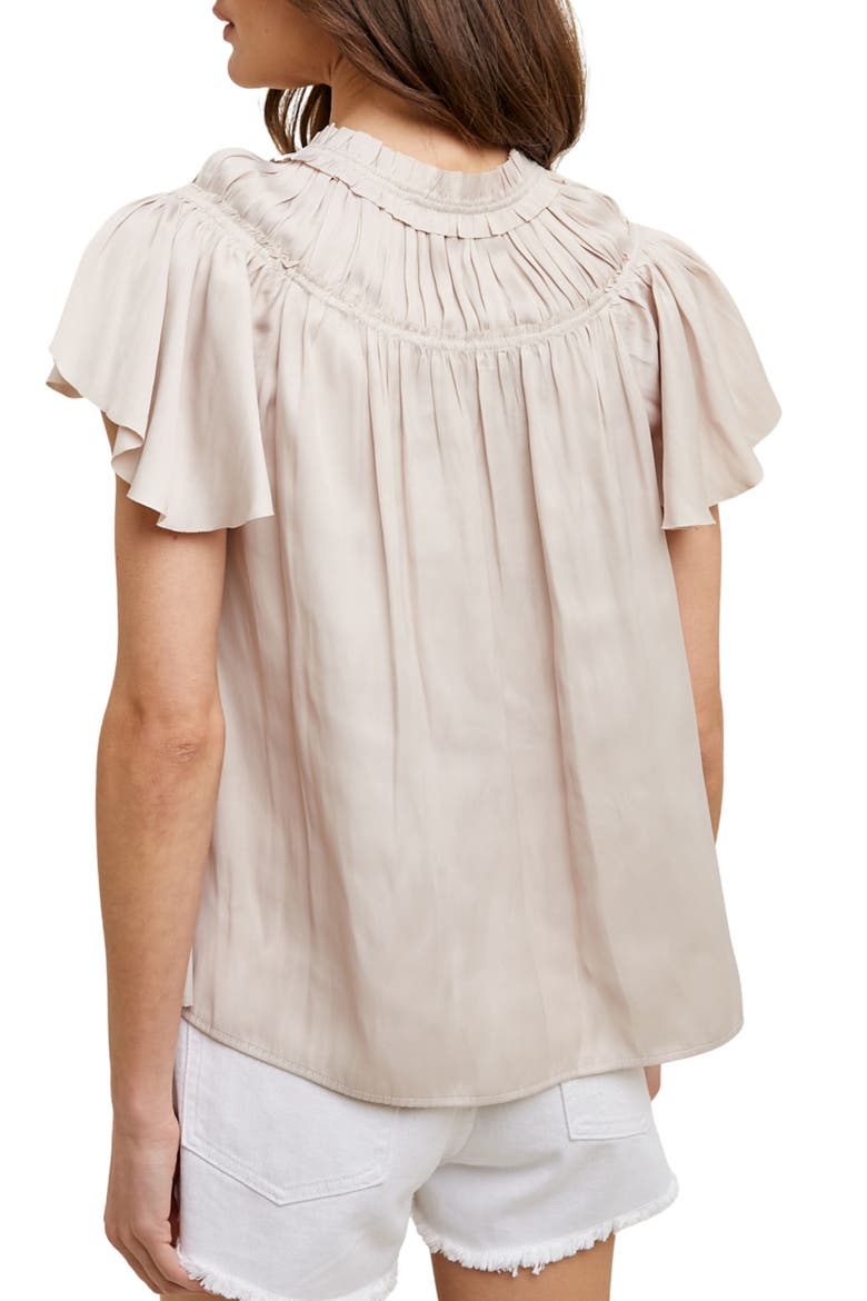 Ruched Satin Top, Alternate, color, CHAMPAGNE