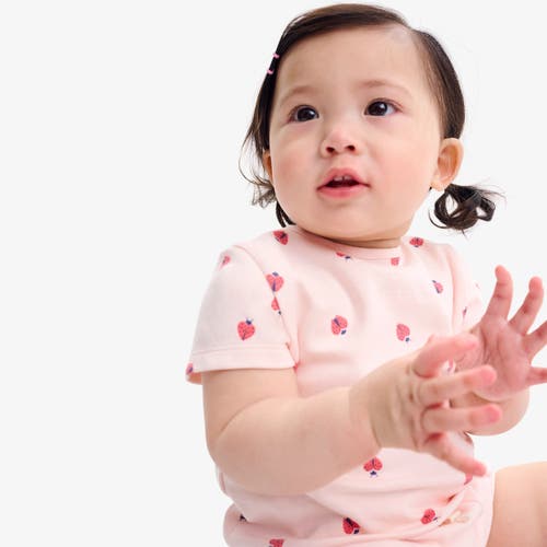 Shop Primary Baby Organic Henley Tee In Baby Bugs In Light Blossom Ladybugs
