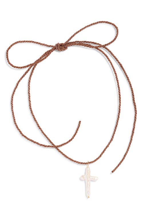 Frasier Sterling Florenzia Freshwater Pearl Cross Pendant Necklace