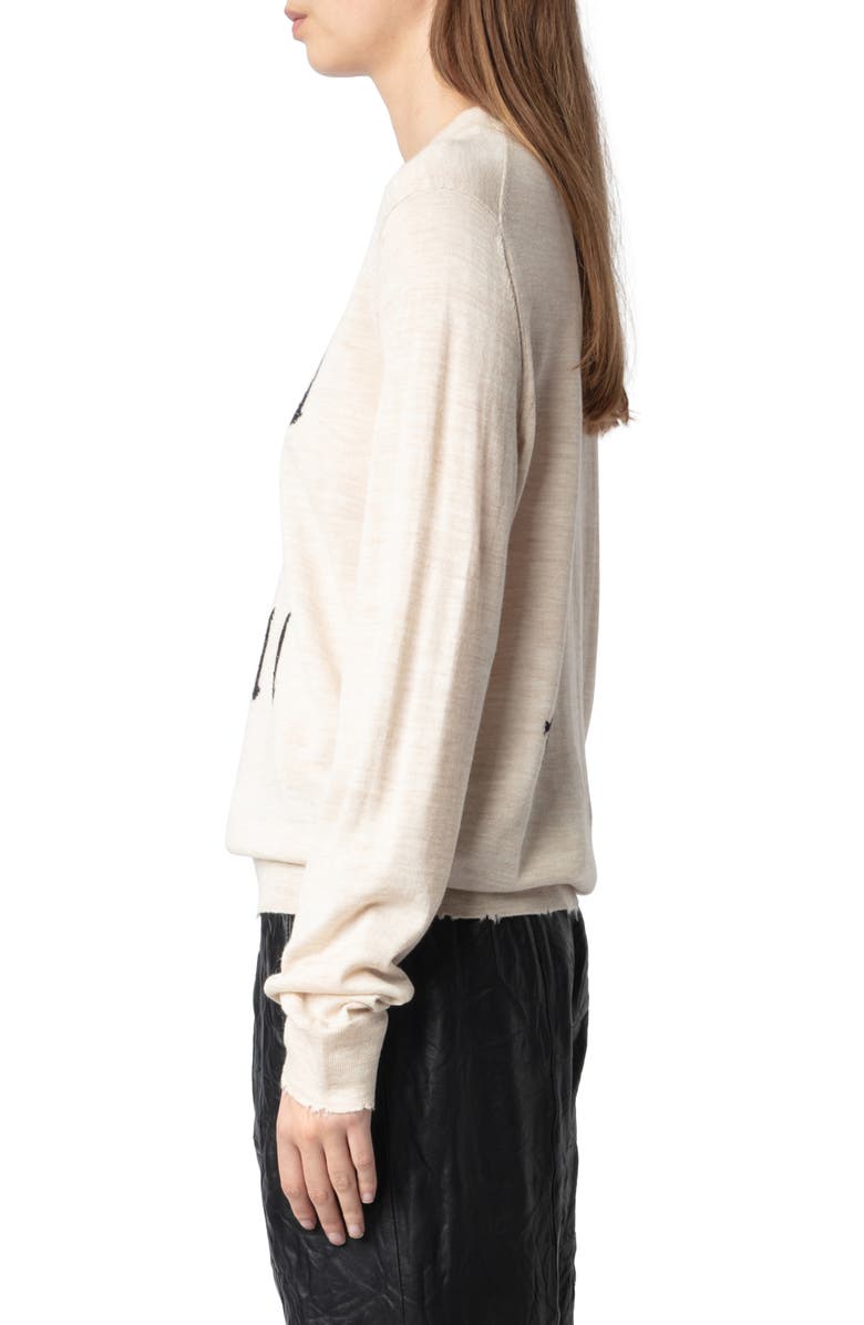 Zadig & Voltaire Ivy We Rock & Roll Embellished Wool Graphic Crewneck Sweater, Alternate, color, 