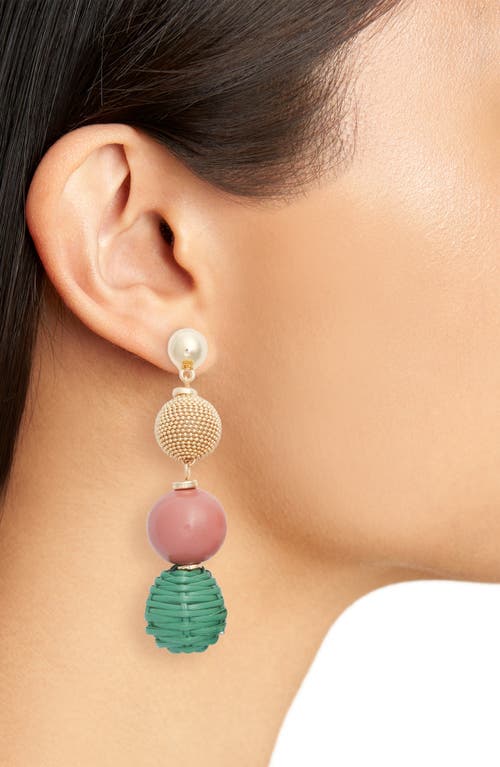 Nordstrom Raffia & Wood Bead Drop Earrings In Teal- Coral- Gold