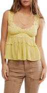 Free People Petal Party Ruffle Trim Lace Babydoll Top