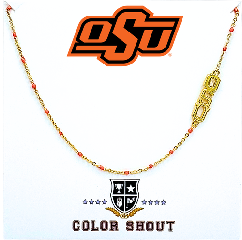 Color Shout Oklahoma State University Side Necklace In Gold