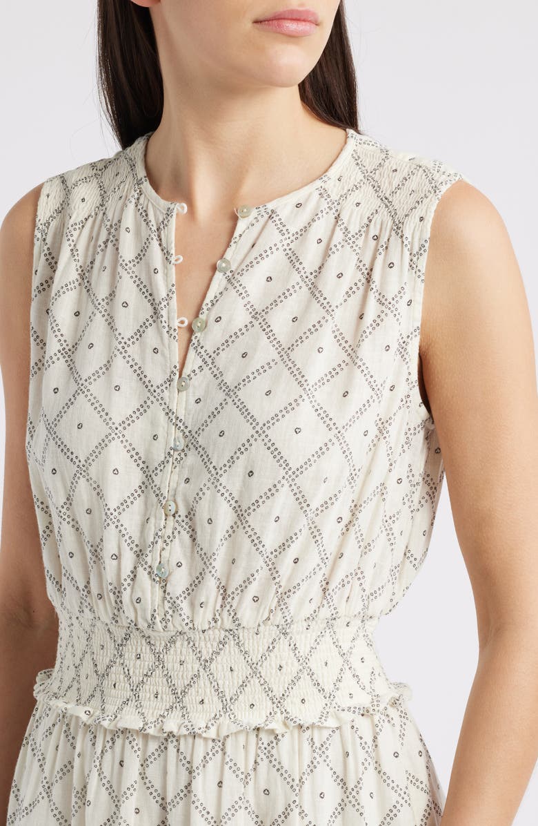 Rails Cindy Geo Print Sleeveless Linen Blend Tiered Minidress, Alternate, color, Ivory Zanzibar