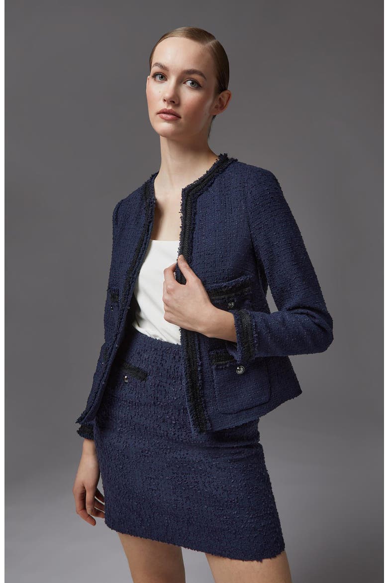 Charlee Tweed Miniskirt, Alternate, color, NAVY