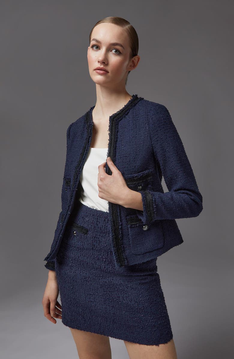 LK Bennett Charlee Tweed Miniskirt, Alternate, color, Navy