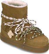 INUIKII Quilted Suede Genuine Shearling Boot