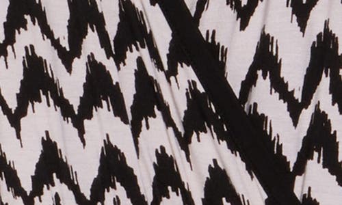 Loveappella Chevron Faux Wrap Midi Dress In Taupe/black