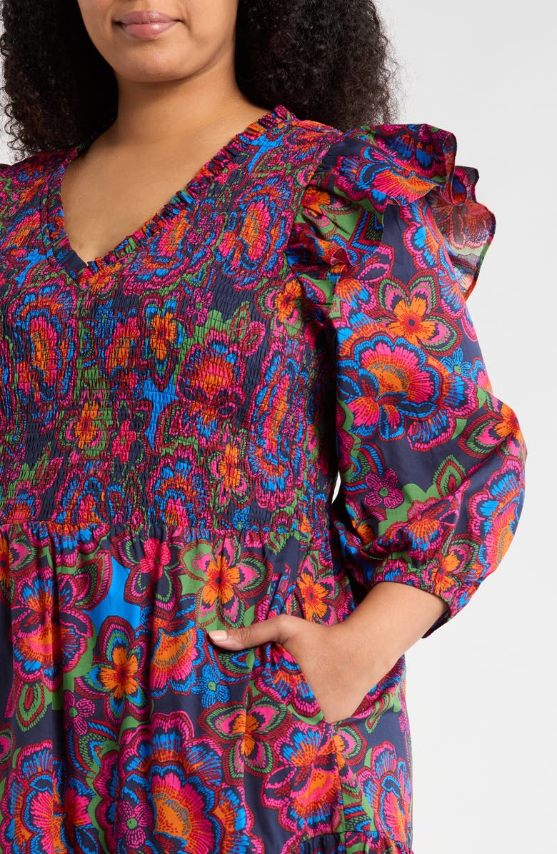 SUGARLIPS Raveena Smocked Maxi Dress, Alternate, color, Navy-Fuchsia