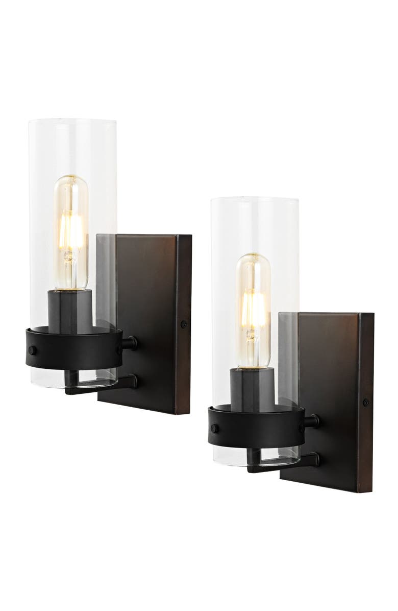 JONATHAN Y Harper 1-Light Coastal Minimalist Iron/Glass LED Sconce, Main, color, Oil Rubbed Bronze