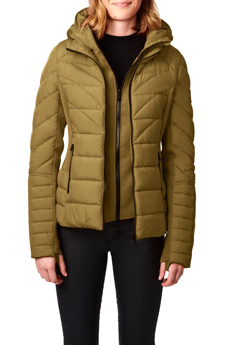 Chevron Quilted Puffer Jacket, Alternate, color, OLIVE BRANCH