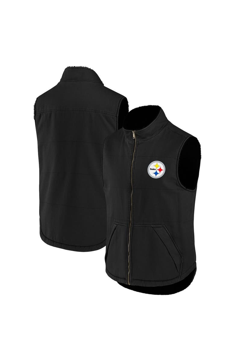 NFL X DARIUS RUCKER Men's NFL x Darius Rucker Collection by Fanatics Black Pittsburgh Steelers Sherpa-Lined Full-Zip Vest, Main, color, 