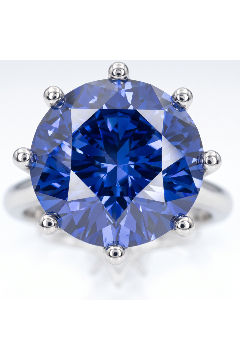 3 3/4Ct Blue Sapphire 9MM 14k Gold Solitaire Engagement Ring Lab Grown, Main, color, 14k White Gold