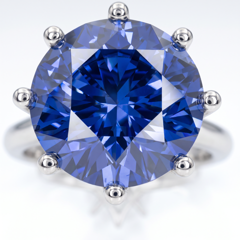 3 3/4Ct Blue Sapphire 9MM 14k Gold Solitaire Engagement Ring Lab Grown