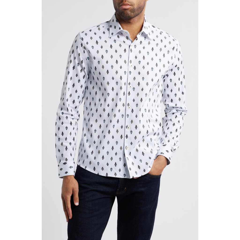Stone Rose Chandelier Print Shirt In White In White