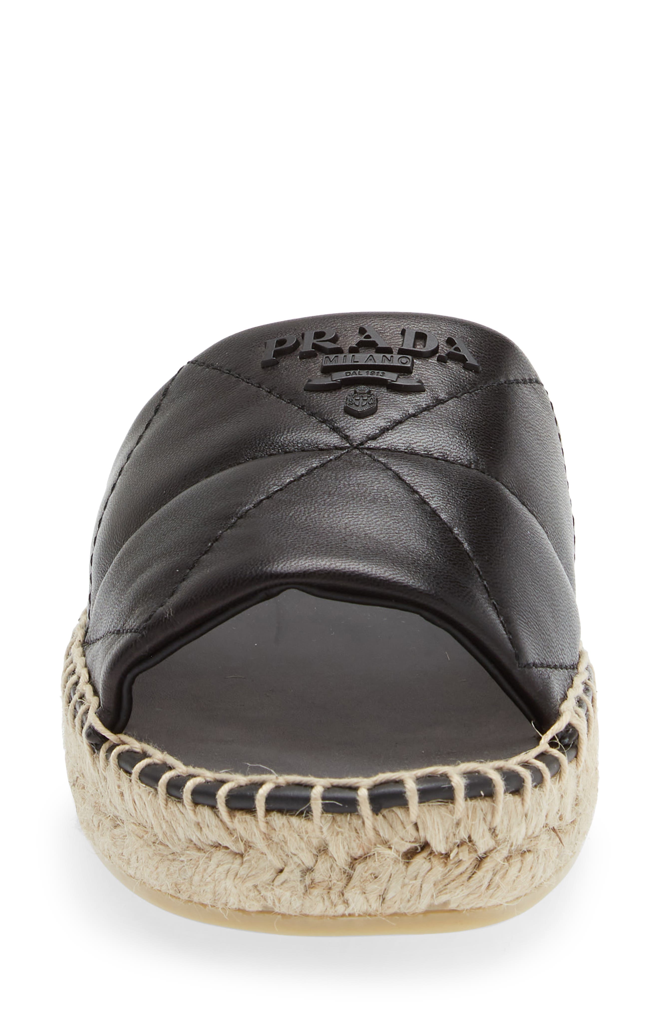 Prada Quilted Leather Slide Sandal, Alternate, color, 