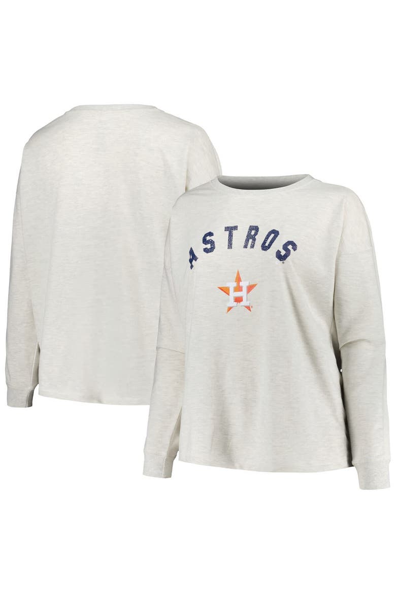 Women's Profile Oatmeal Houston Astros Plus Size French Terry Pullover Sweatshirt, Alternate, color, Oatmeal