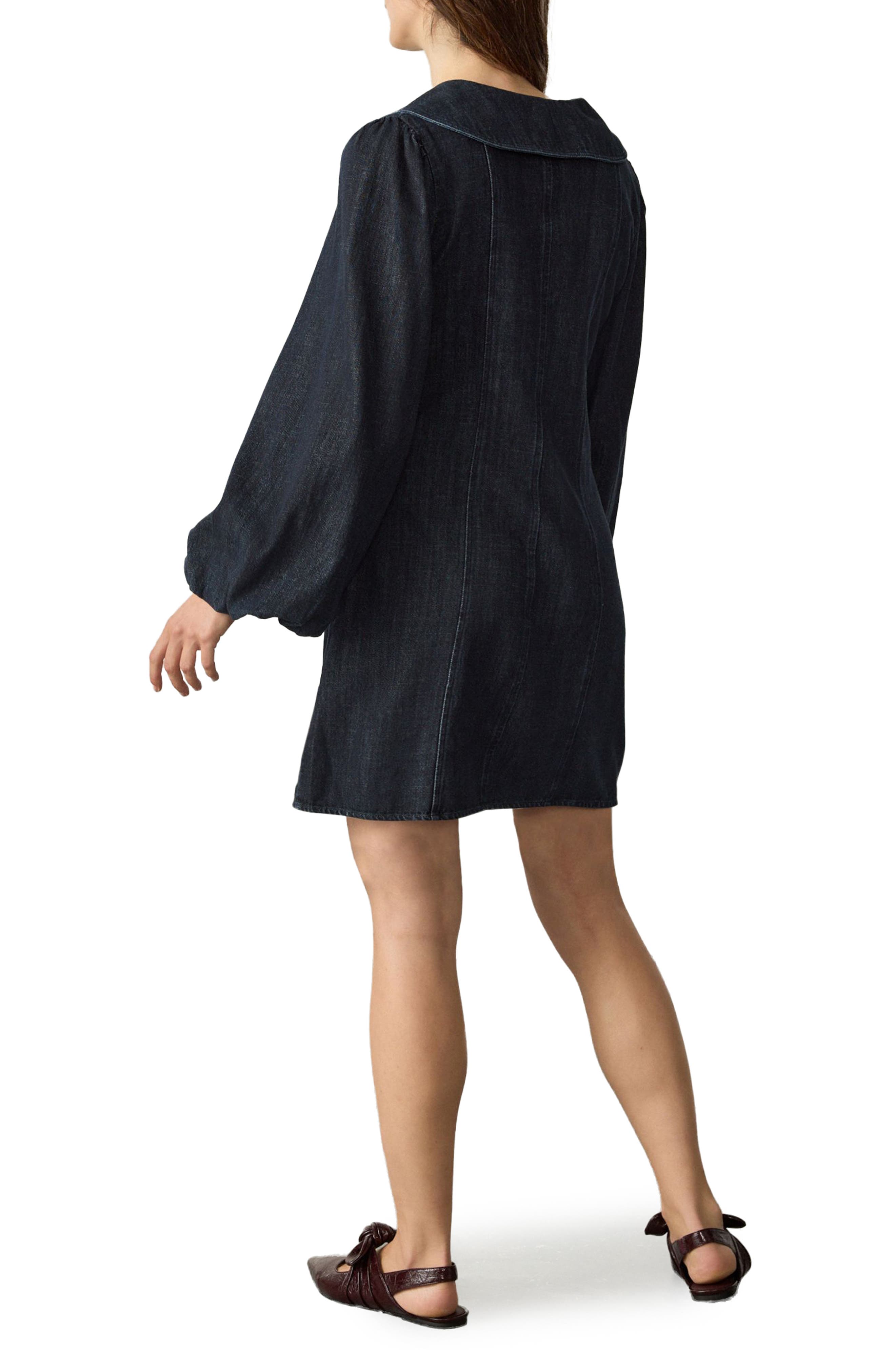 Balloon Sleeve Denim Minidress - image 2