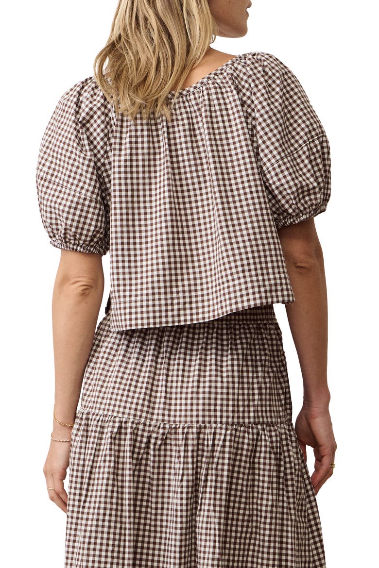 Gia Gingham Pima Cotton Top, Alternate, color, CHOCOLATE GINGHAM