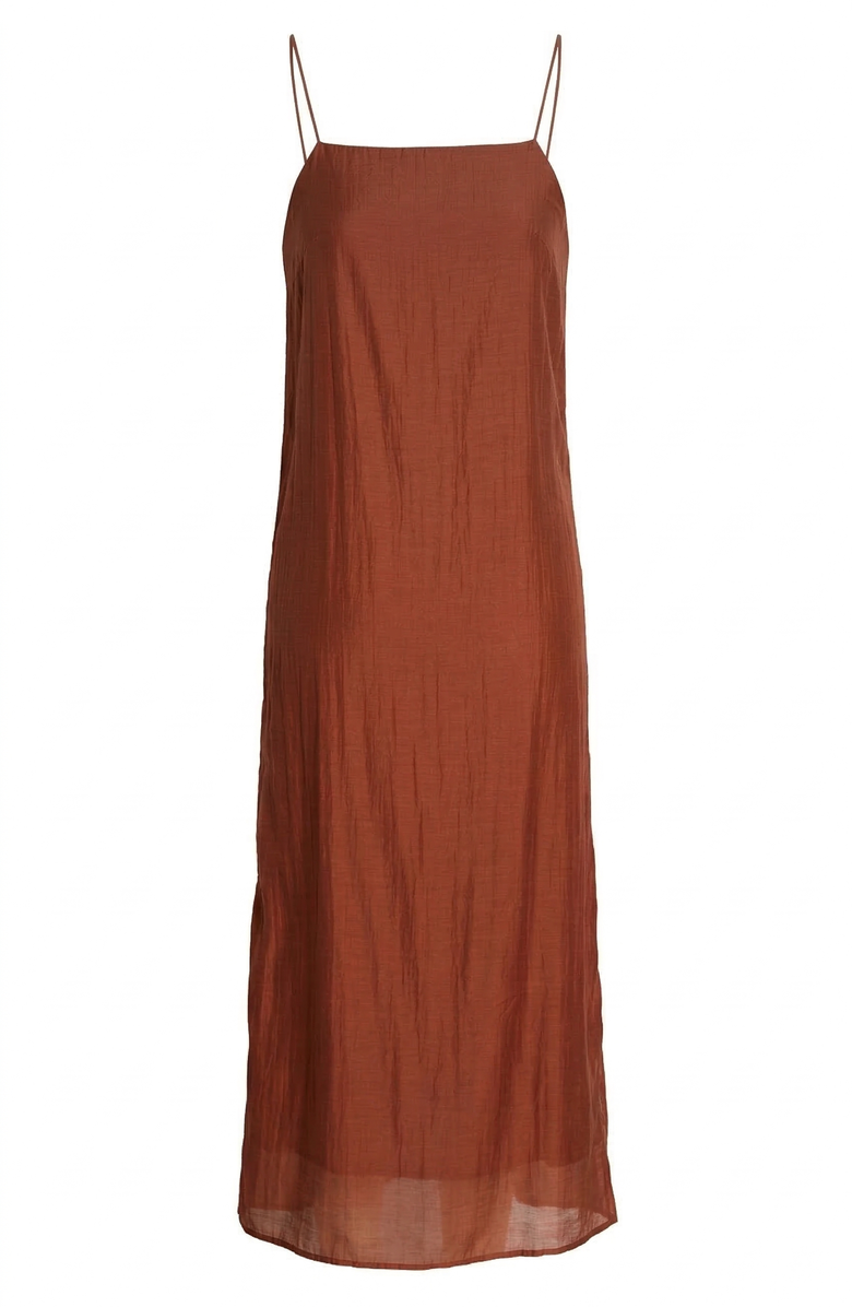Modenaire Sheer Layered Two Piece Midi Dress Set, Alternate, color, Rust