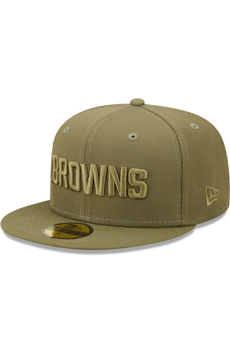 New Era Men's New Era Olive Cleveland Browns Color Pack 59FIFTY Fitted Hat, Main, color, 