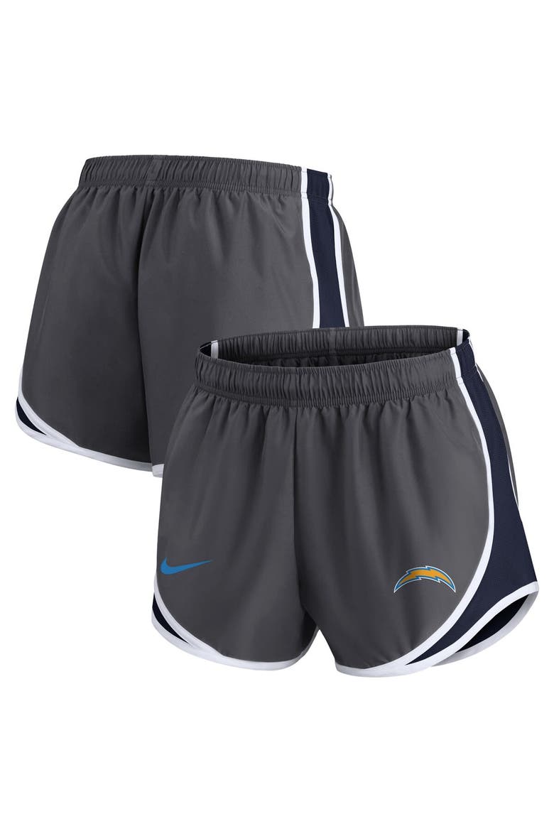 Women's Nike Charcoal Los Angeles Chargers Logo Performance Tempo Shorts, Main, color, Charcoal