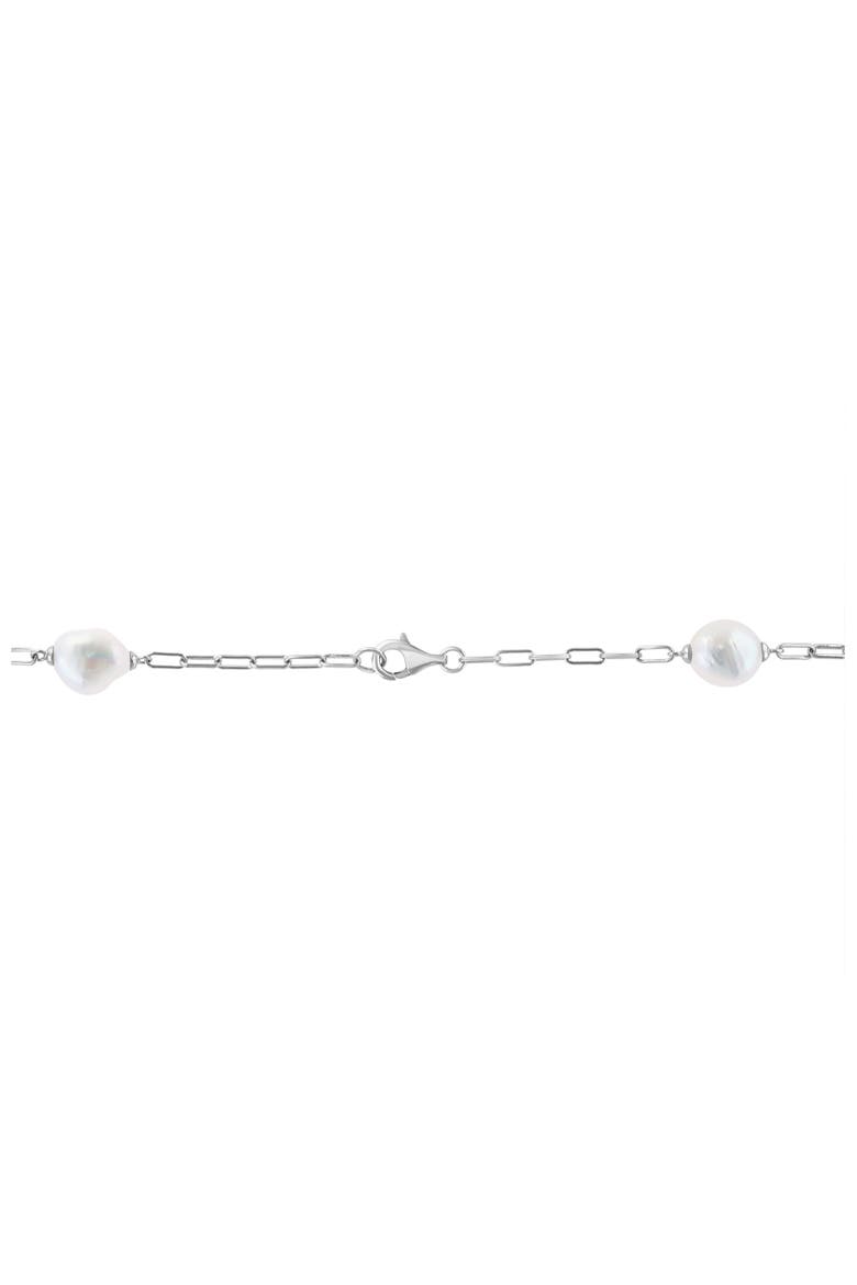 Freshwater Pearl Station Necklace, Alternate, color, WHITE GOLD