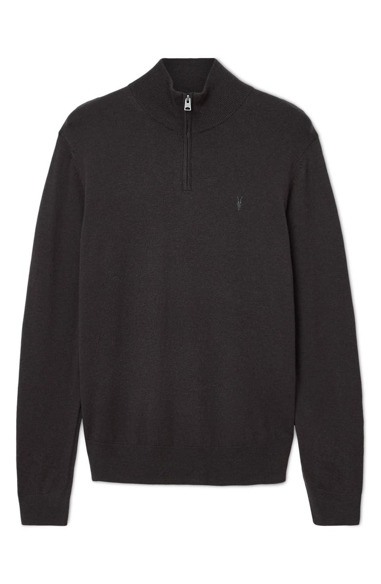 AllSaints Kilburn Mock Neck Wool Blend Quarter Zip Sweater, Alternate, color, Espresso Brown