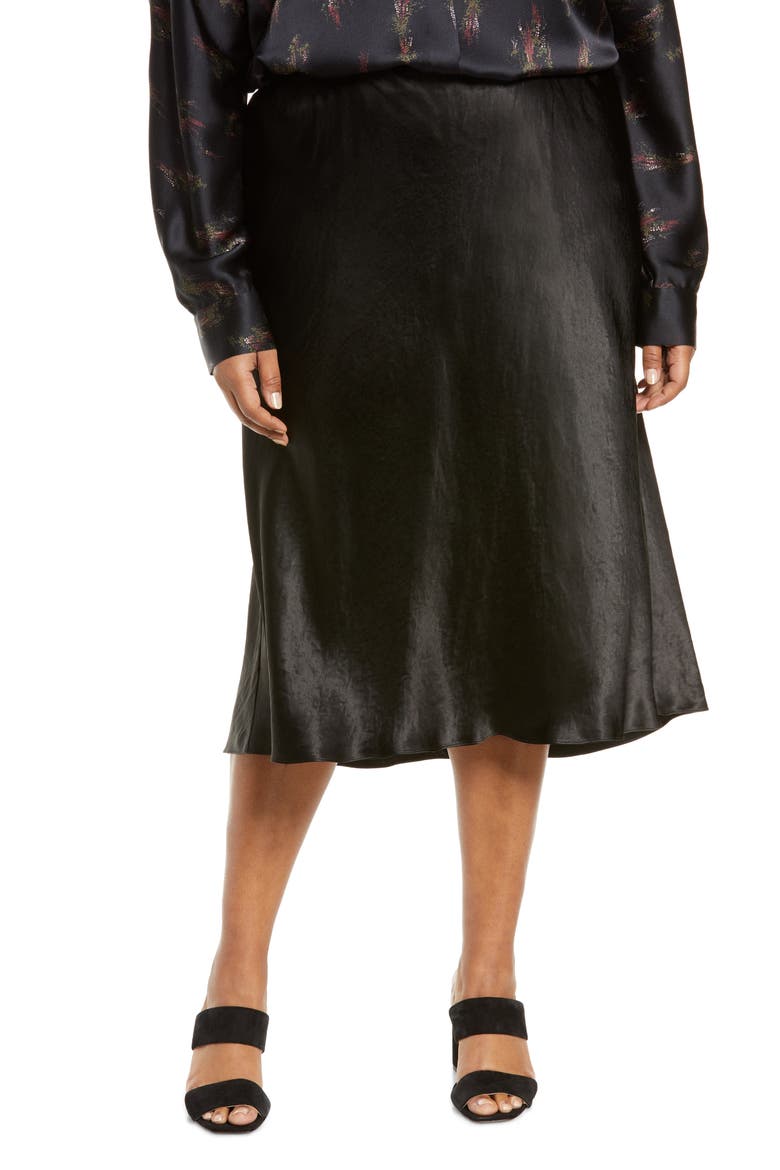 Satin Slip Skirt, Main, color, BLACK