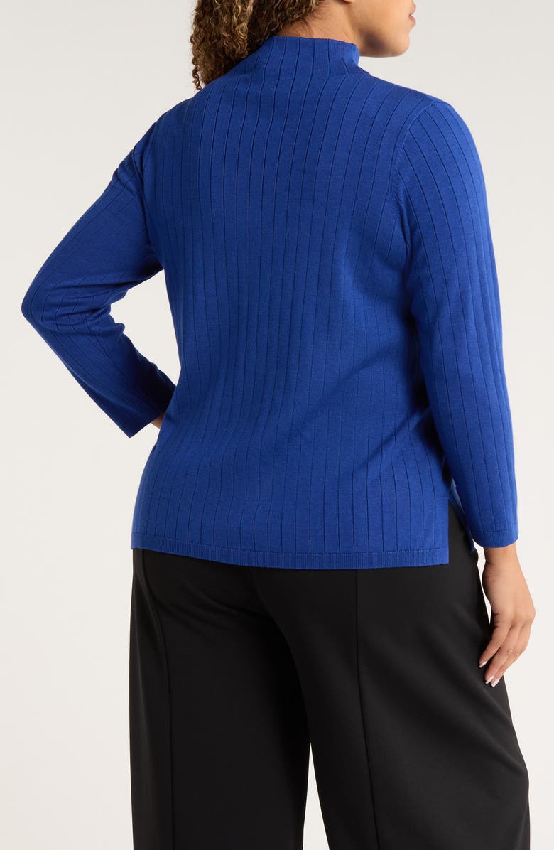 Jones New York Funnel Neck Wide Rib Sweater, Alternate, color, Sapphire