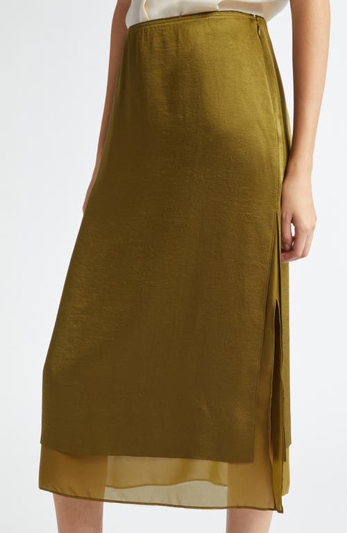 Vince Double Side Slit Straight Skirt In Laurel