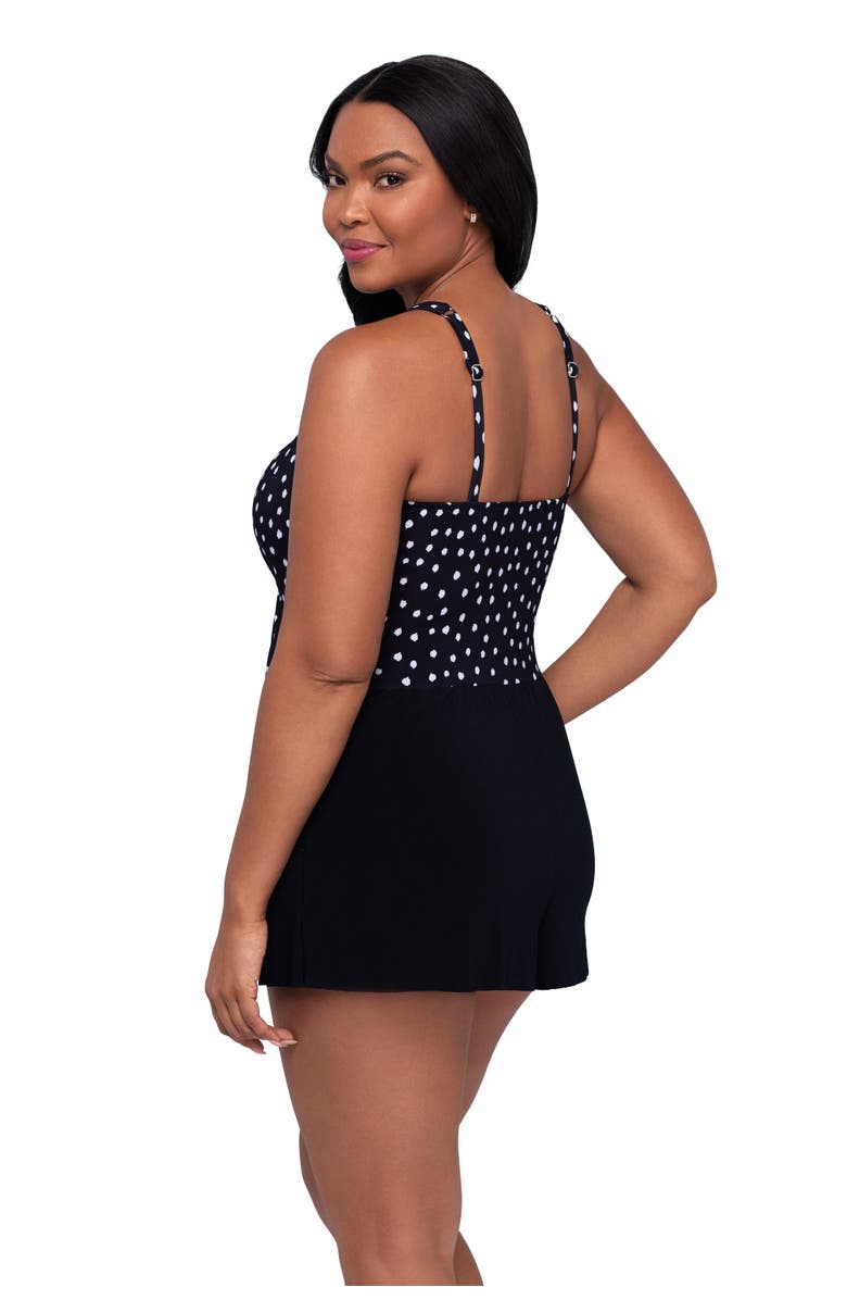 Trimshaper Kim Surplice Control Swim Romper with Pockets, Alternate, color, Confetti Dot