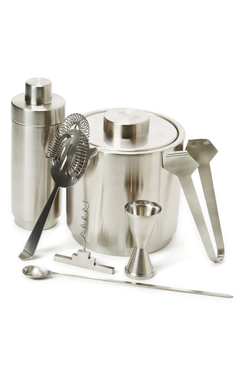The Conran Shop Brushed Stainless Steel Ice Bucket & Tongs Set, Main, color, 