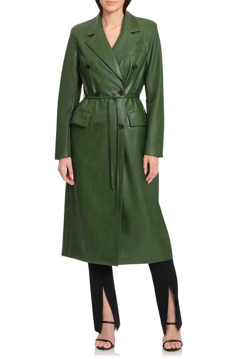 Faux Leather Trench Coat