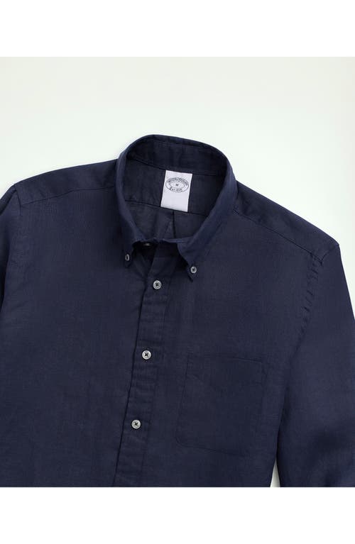 Brooks Brothers Irish Linen Sport Shirt In Navy