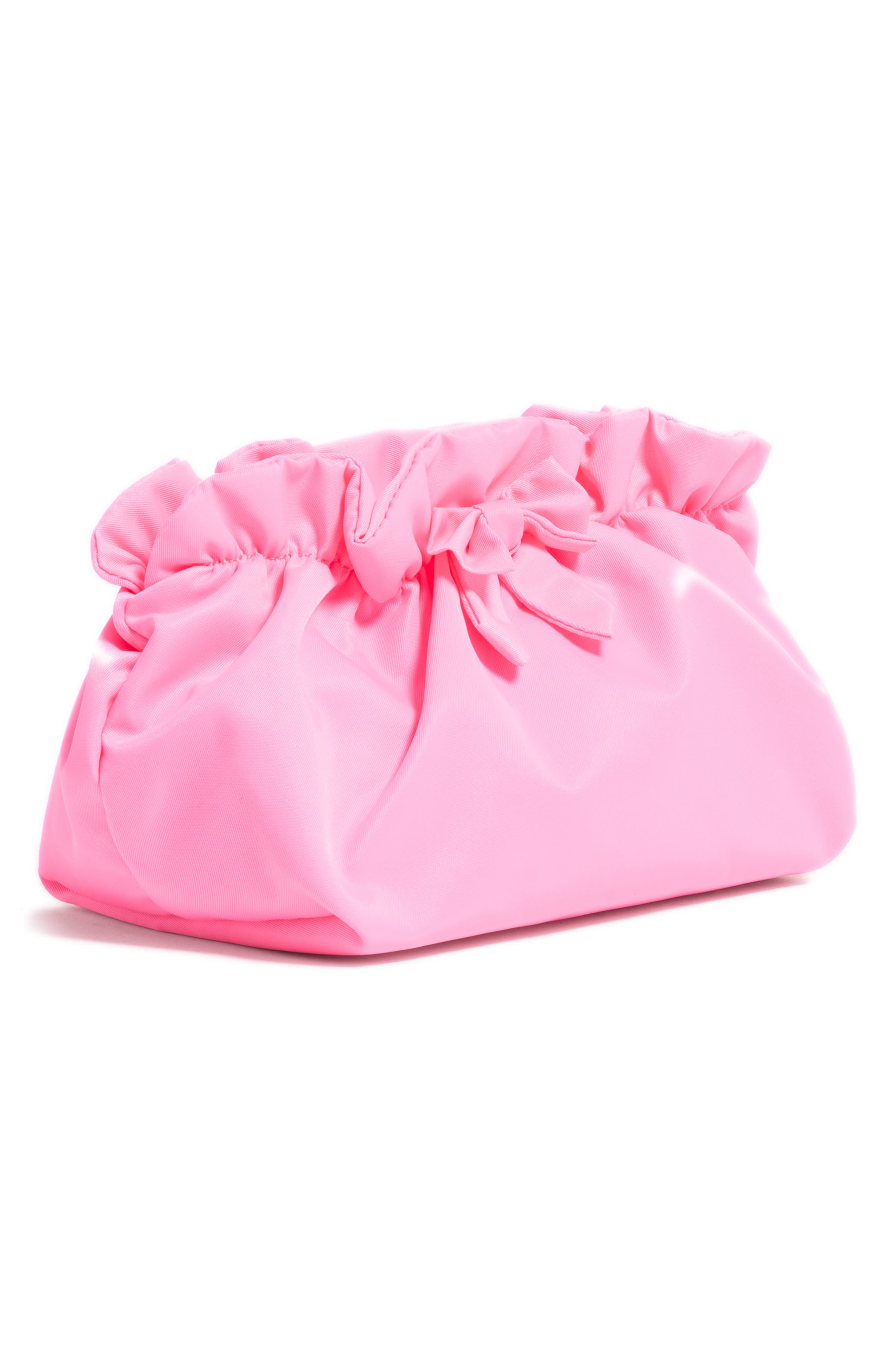 Bow Nylon Pouch, Alternate, color, BUBBLEGUM