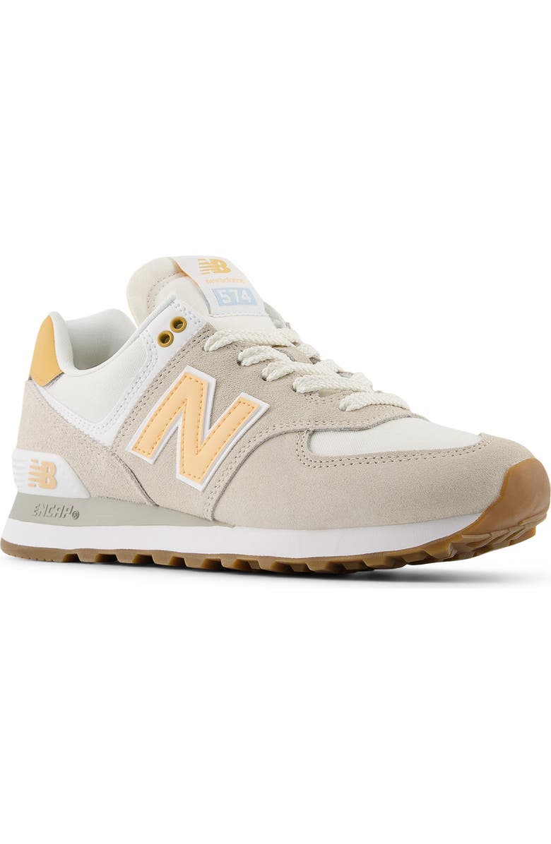 New Balance 574 Sneaker, Main, color, Timberwolf/ Alpha Orange
