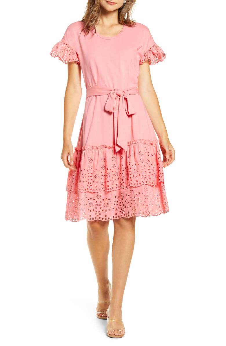 Rachel Parcell Eyelet A-Line Dress, Main, color, 