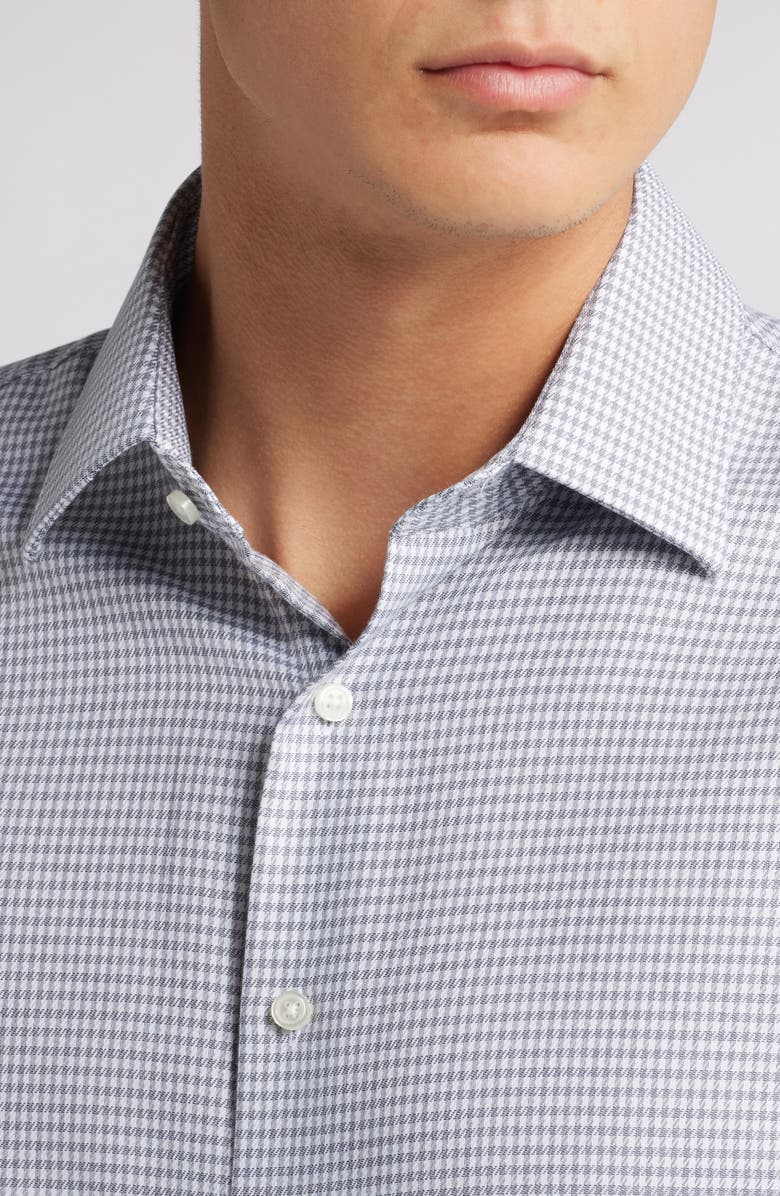 Nordstrom Trim Fit Microcheck Cotton Dress Shirt, Alternate, color, Navy Textooth