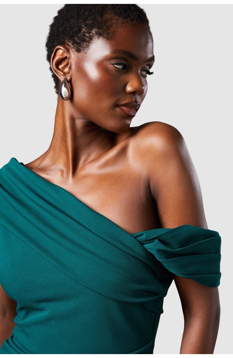 Coast Asymmetrical Neck Maxi Dress, Alternate, color, Emerald