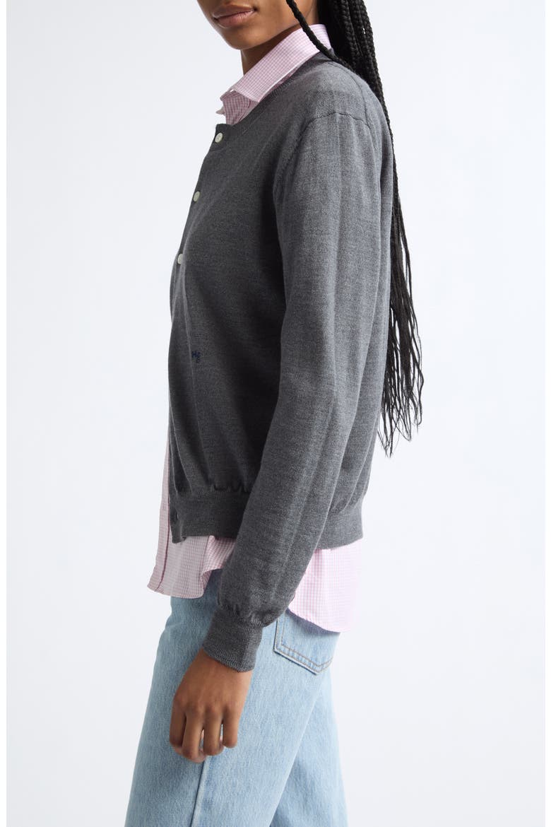 Wool Crewneck Cardigan, Alternate, color, HEATHER GREY