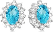 ALLUREZ Oval Blue Topaz & Diamond Accented Earrings 14k