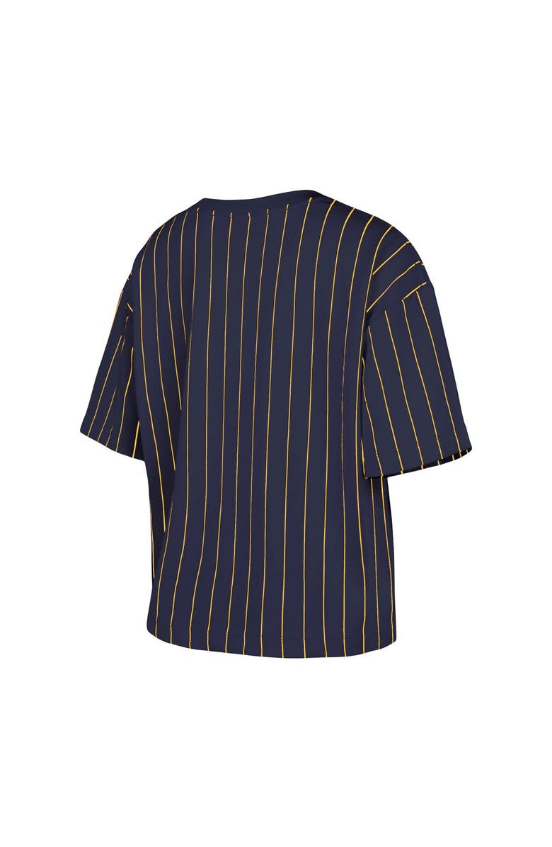 New Era Women's New Era Navy Milwaukee Brewers Boxy Pinstripe T-Shirt, Alternate, color,